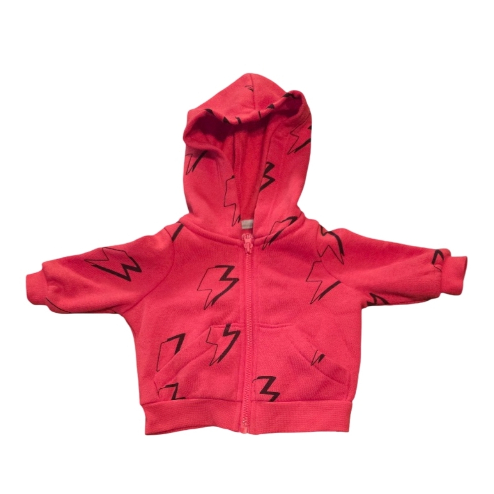 Okie Dokie Red Hoodie with Lightning Bolts